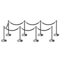 Montour Line Stanchion Post and Rope Kit Pol.Steel, 8 Crown Top 7 Black Rope C-Kit-8-PS-CN-7-PVR-BK-PS
